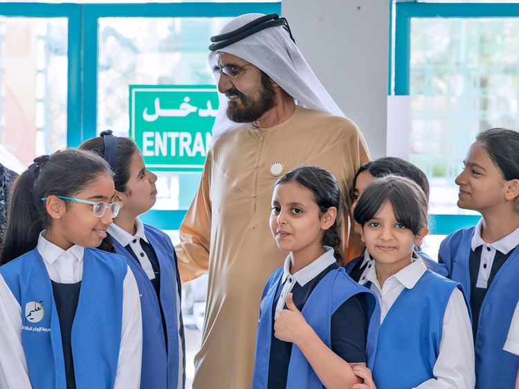 His Highnes Sheikh Mohammed Visits Dubai School Where Students Read 25,000 Books in a Year