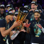 alt="Giannis Antetokounmpo delivers an outstanding performance as the Bucks triumph over the Thunder to clinch the NBA Cup"