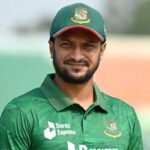 alt="Bangladesh's Shakib Al Hasan has been banned from bowling in ECB competitions due to an illegal action"