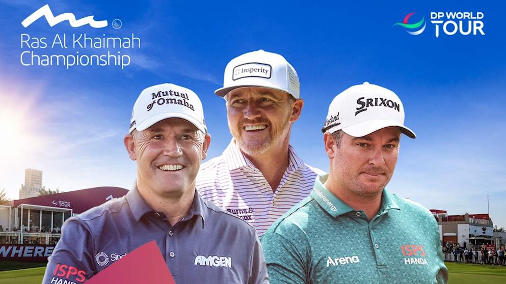 alt="Major champions Padraig Harrington and Jimmy Walker are set to tee off at the 2025 Ras Al Khaimah Championship"