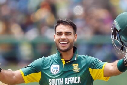 alt="Reeza Hendricks scores his first T20I century"