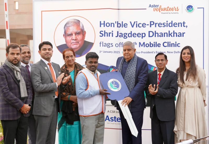 alt="Indian Vice President Launches Aster Volunteers Mobile Clinic to Provide Free Medical Care"