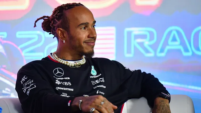 alt="Lewis Hamilton Hits the Track as Ferrari Driver, Wows Fans"