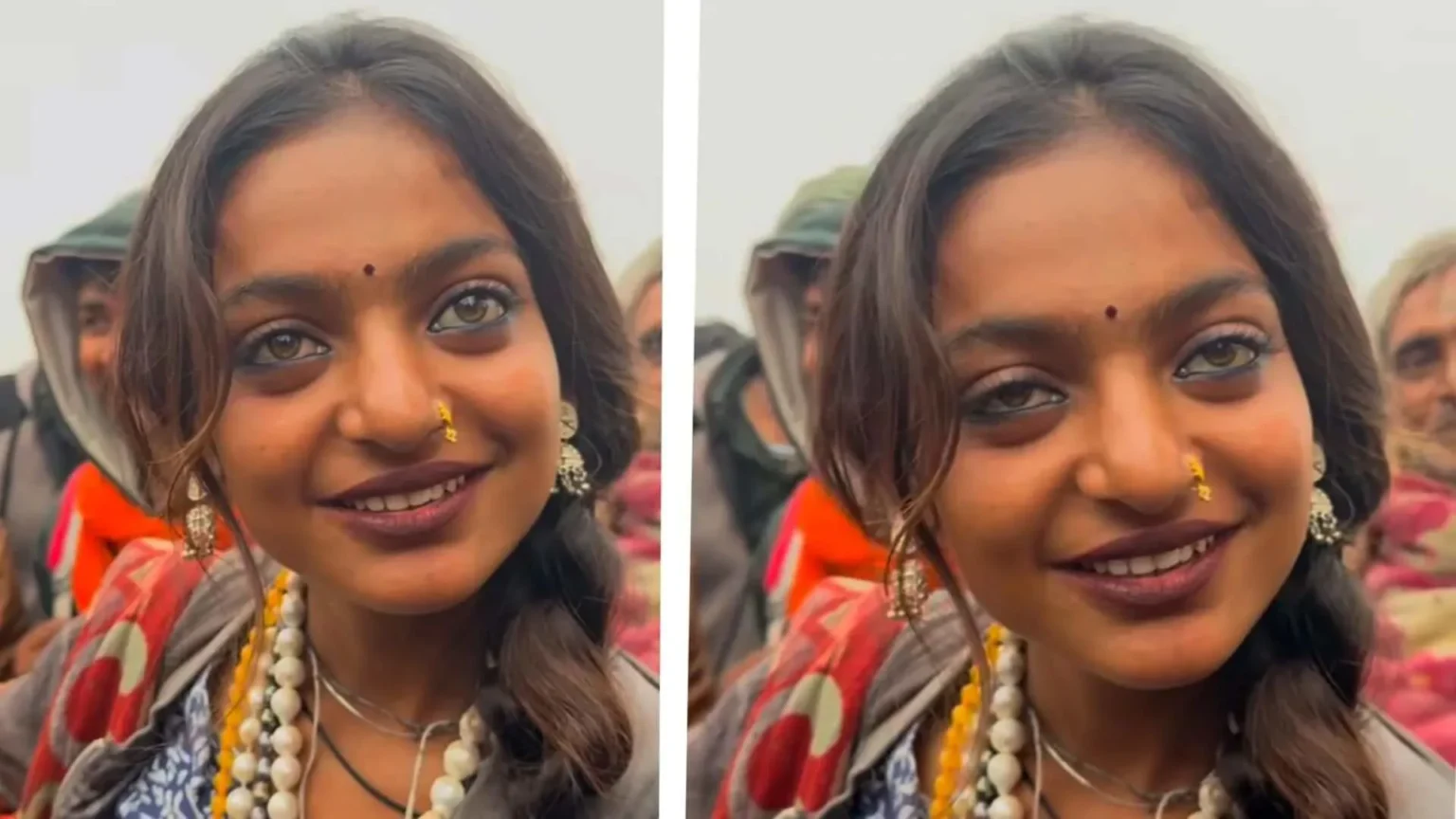 alt="Meet the 'Mona Lisa of Mahakumbh' Goes Viral for Her Serene Demeanor"