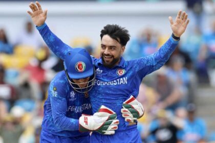 alt="Rashid Khan's brilliance shines as Afghanistan edges closer to a victory against Zimbabwe"