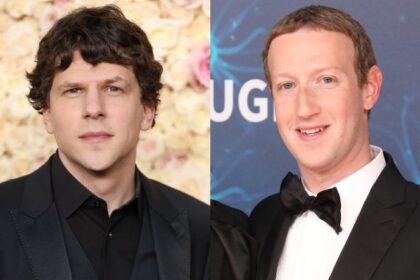 alt="Jesse Eisenberg Attacks Mark Zuckerberg for Facebook Rollback of Fact-Checking"