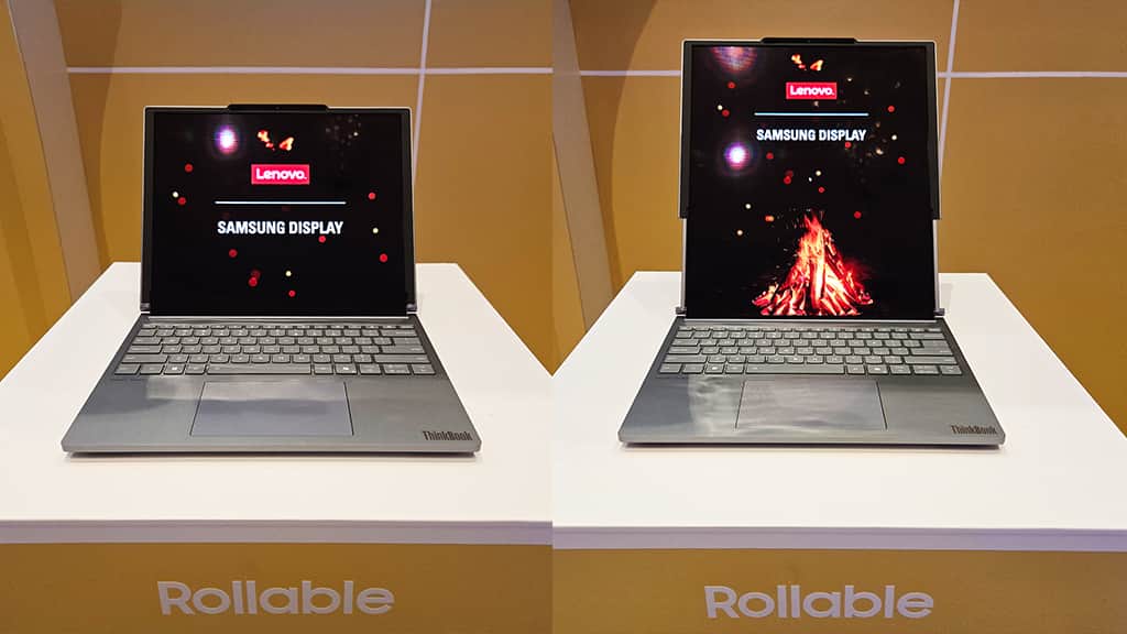 alt="Lenovo Announces World's First Rollable Screen Laptop"