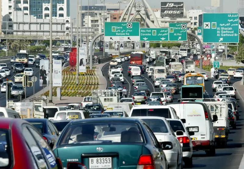 alt="Expect Delays: Huge Traffic Congestion Following Dubai Road Accident"