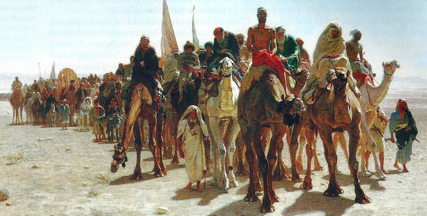 alt="Pilgrims Travel on Horseback from Europe to Saudi Arabia for Hajj"
