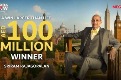 alt="Emirates Draw: Dh100 Million Winner Sriram Rajagopalan Collects Prize"