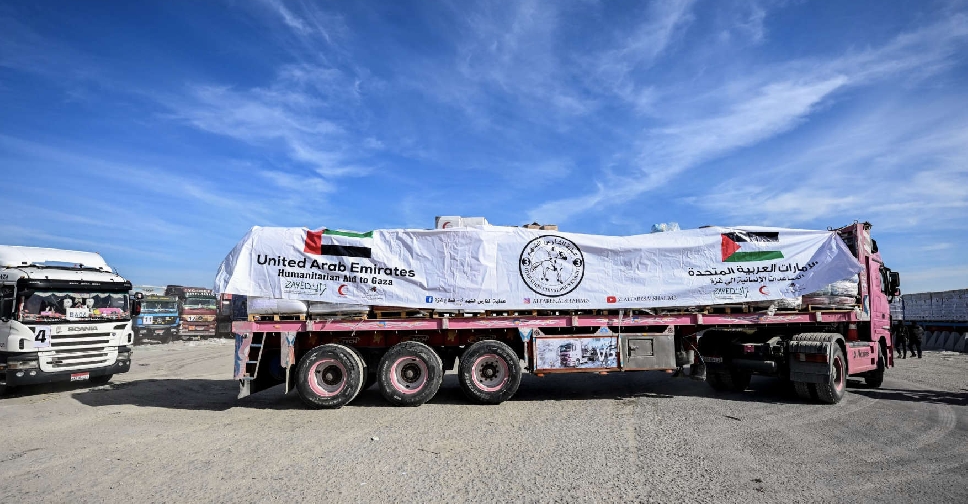 alt="Lifeline for Gaza: UAE Aid Convoy Delivers Over 1,000 Tonnes of Relief Supplies"