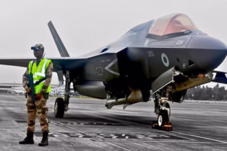 alt="Stranded No More: British F-35B Fighter Jet Takes Off from Kerala After Month-Long Repairs"